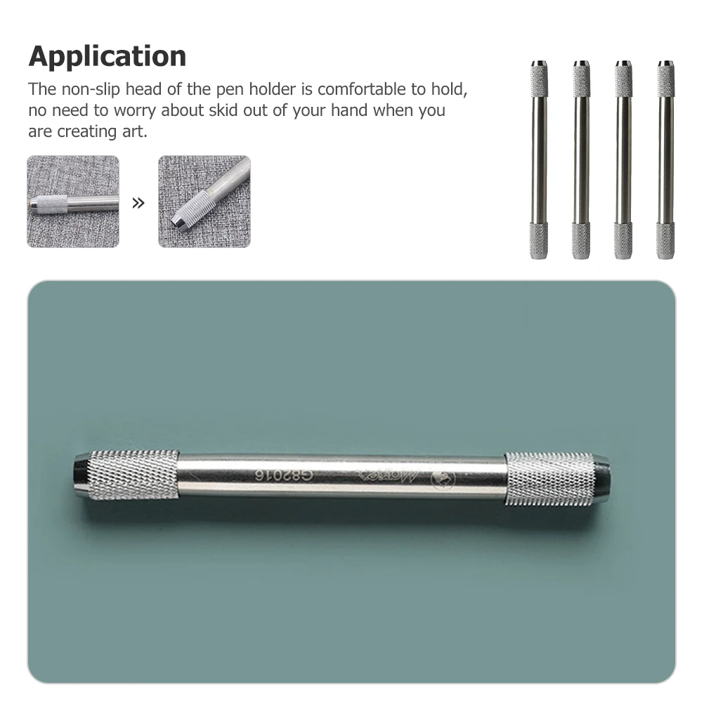 

4 Pcs Extender Metal Pencil Extender Holder for Short Pencils Drawing Tool Art Craft School Supplies Lengthener