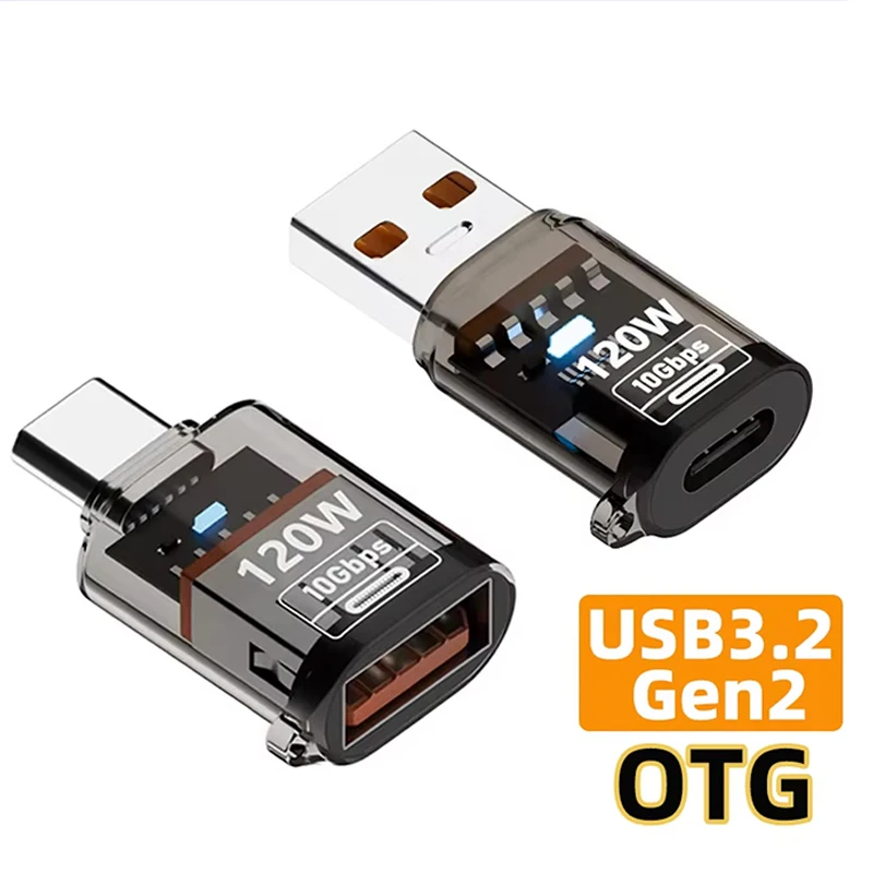 Universal Type C To USB A 3.2 Adapter 120W 10GB High Speed Data Audio Transfer For PC Tablet For Xiaomi For Huawei OTG Connector