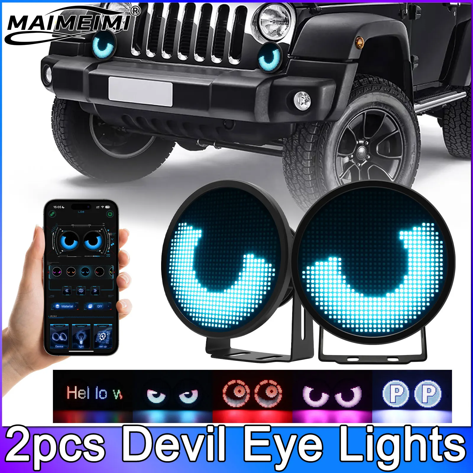 

QC 2pcs DIY LED Car Dynamic Devil Eye Large Light 3inch 3D Lens Dynamic Pupils Headlight Car Light Remote Modification Eagle Eye