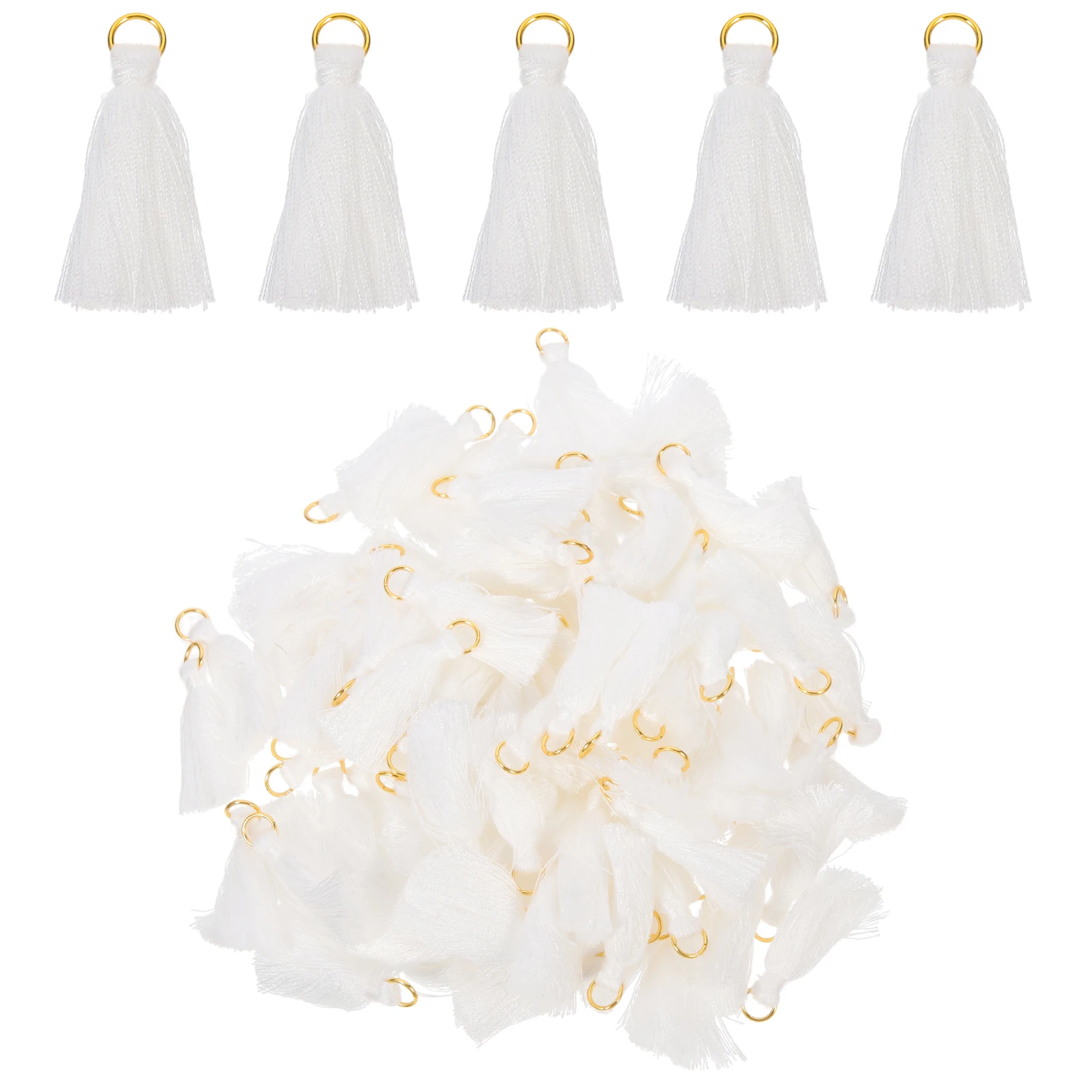 

100pcs 3 5cm White Fringe Tassels Jewelry Crafts Keychains Handbags Decorative Accessories Polyester Tassel