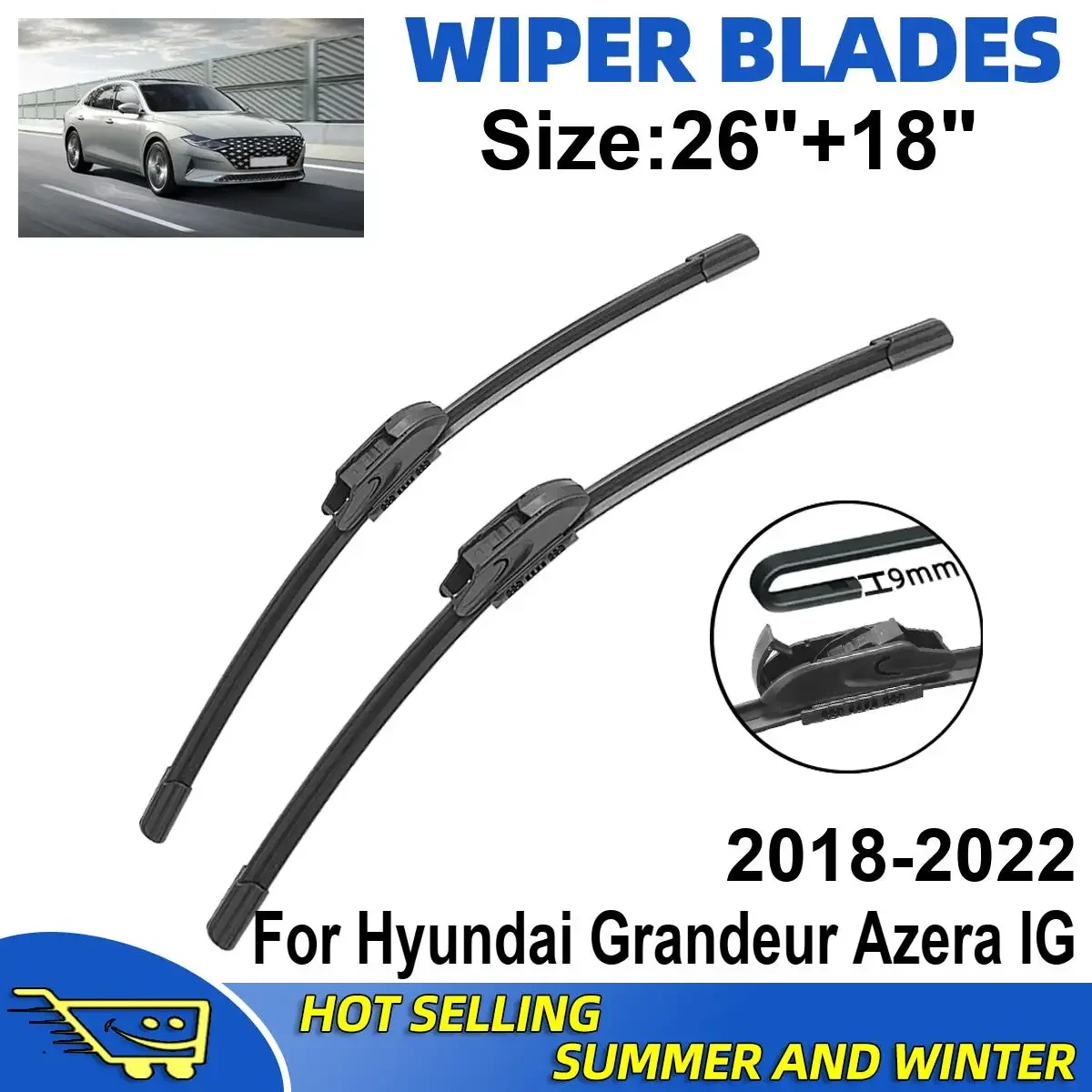 

2PCS Wiper Blades Set Kit For Hyundai Grandeur Azera IG 2018-2022 Front Windshield Brushes Windscreen Window Accessories