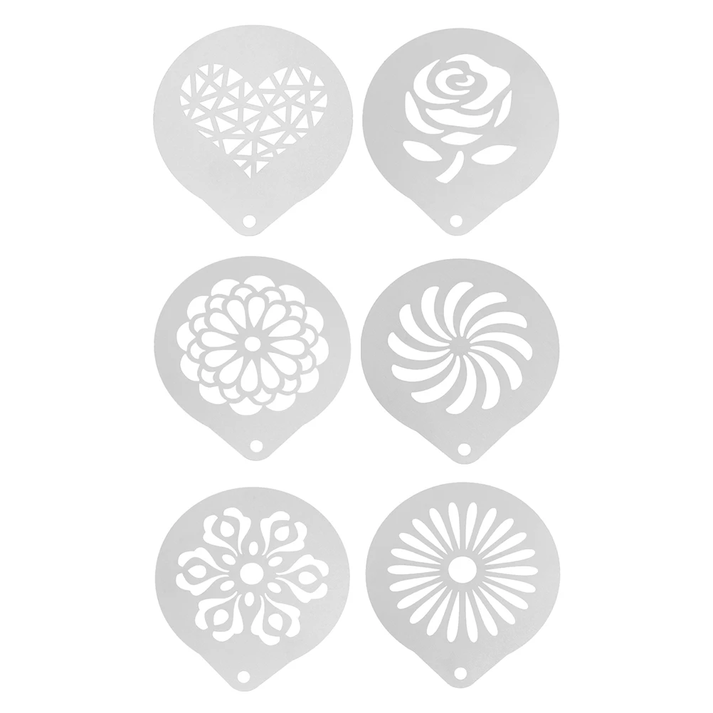 

6 Pcs Coffee Stencils Stainless Steel Christmas Latte Pieces Baking Templates DIY Coffee Decorating Mould Kitchen Bar