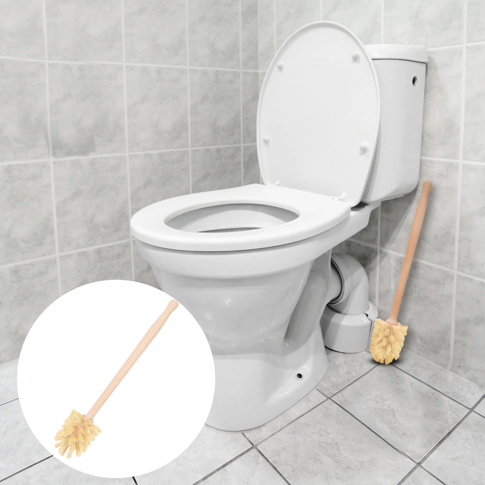 

Wooden Toilet Cleaning Brush Household High Effective Bathroom Scrubber Compact Space Saving Deep Cleaning Tool for Home Hotel