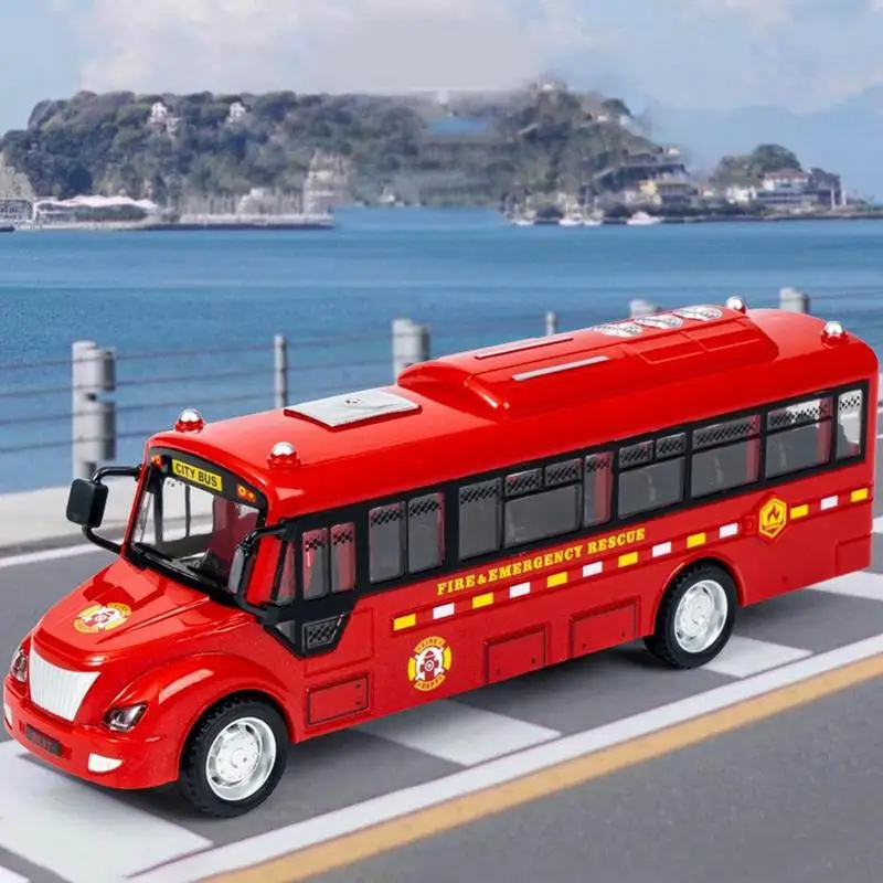 City Bus Toy Large Vehicles Model Toy Educational City Stagecoach Buses Electric Bus Toy With Music And Light Openable Doors For