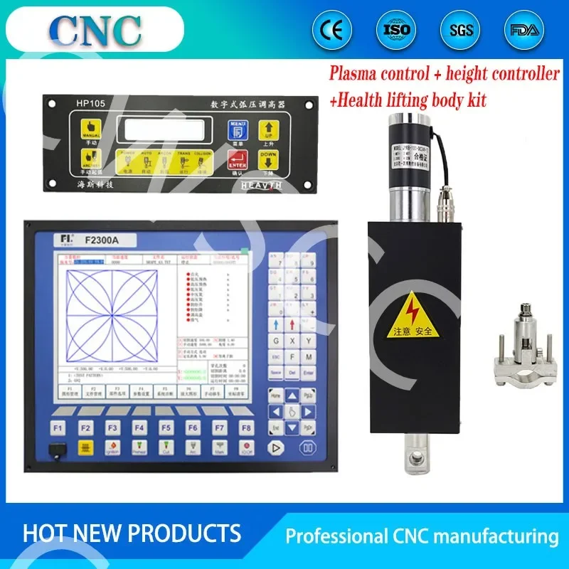 2-Achsen-CNC-Plasmaschneiden-Bewegungssteuerungssystem-Kit, Schneidsteuerung F2300A, digitale Höhenverstellung der Lichtbogenspannung F1621 HP105