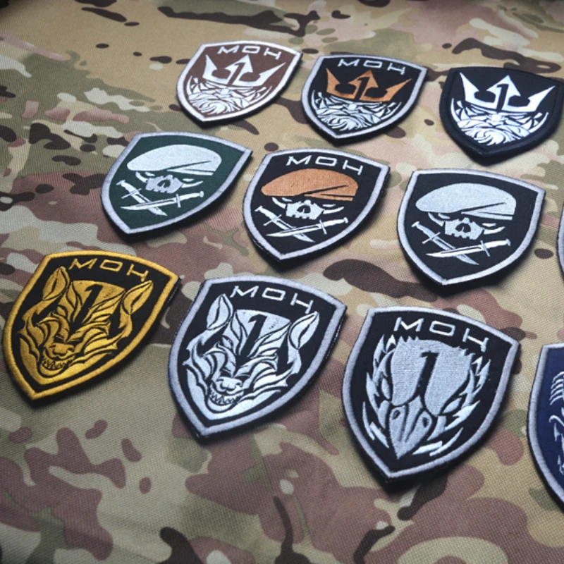 MOH Military Fan Zhang Poseidon Embroidered Magic Patch Bag Paste Halberd Armband Patches for Clothing Hook and Ring Magic Patch