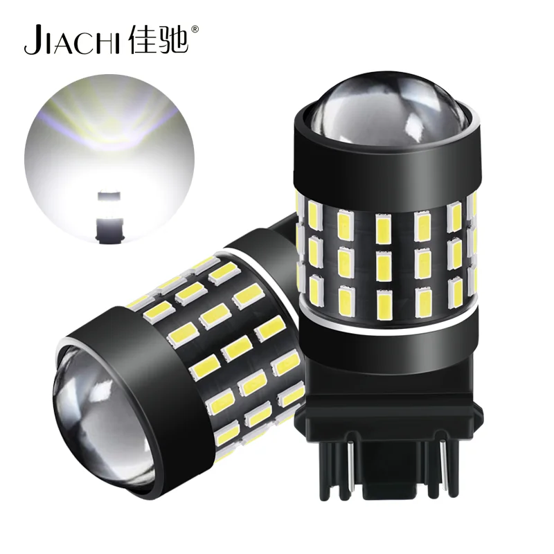 Jiachi 50pcs ขายส่ง P27/7W P27W ไฟ LED ย้อนกลับ 1156 1157 3157 ไฟเลี้ยว LED ไฟกระพริบ 3014 54SMD 6000K หลอดไฟอัตโนมัติ