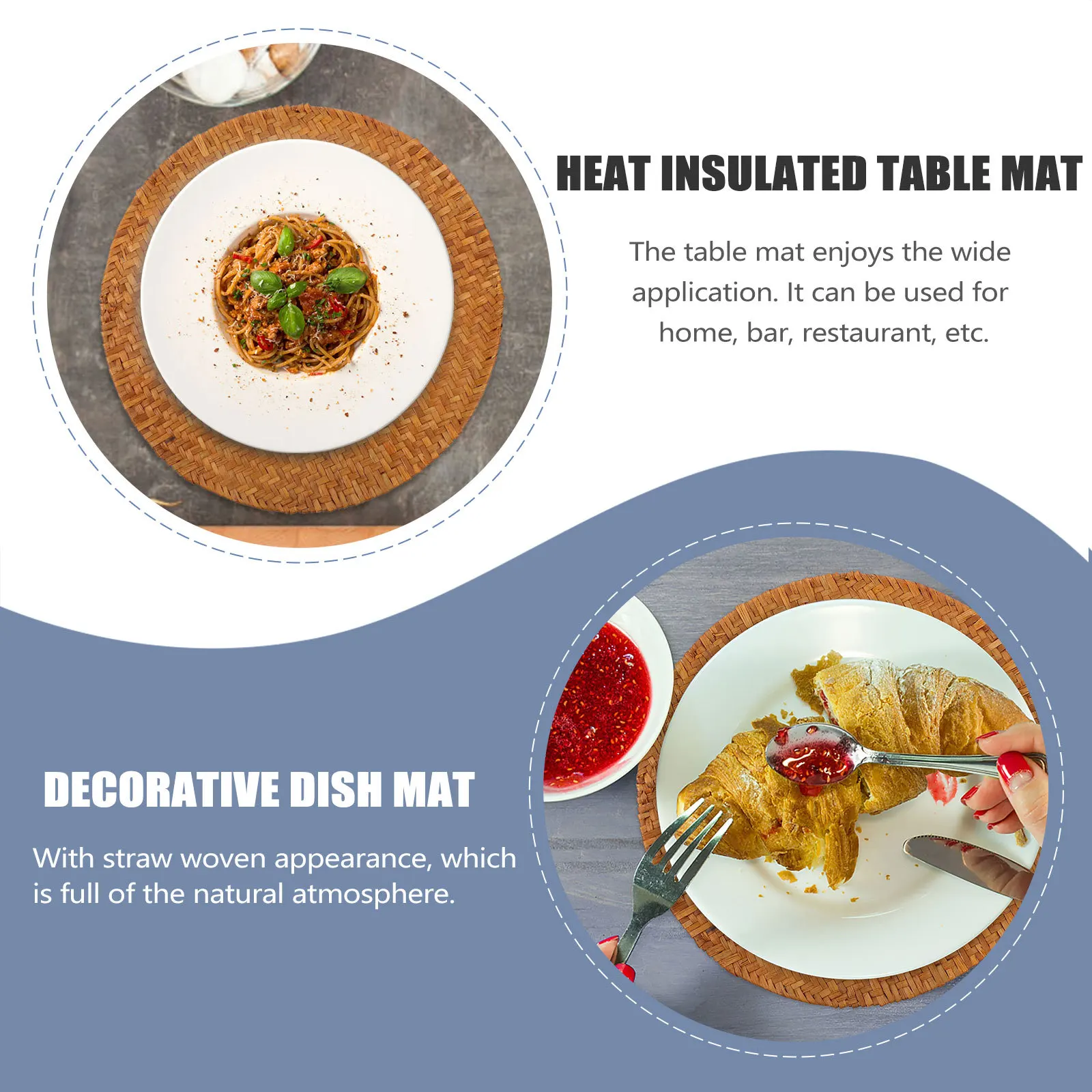 

Placemat Heat Insulation Pad Dinner Mats Woven Placemats for Dining Tables Plate Grass Office