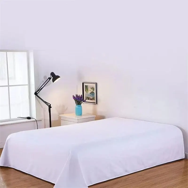 120x210cm Solid White Flat Sheet Polyester Bedding Sheets Sanding Flat Bed Sheet For Students