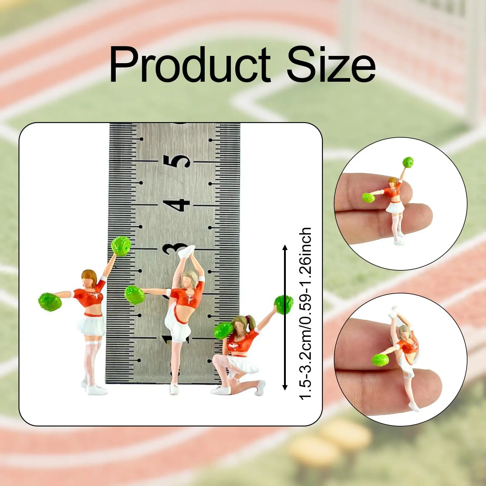 3 szt. Figurki w skali 1/64 Model ręcznie malowane figurki cheerleaderki rekwizyty piaskownica stołowa kolekcje Mini lalki Model Tiny People