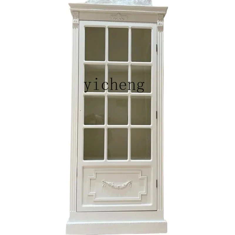 

Tqh Vintage Engraving Dining Side Showcase Pastoral Wine Cabinet Living Room Display Curio Cabinet