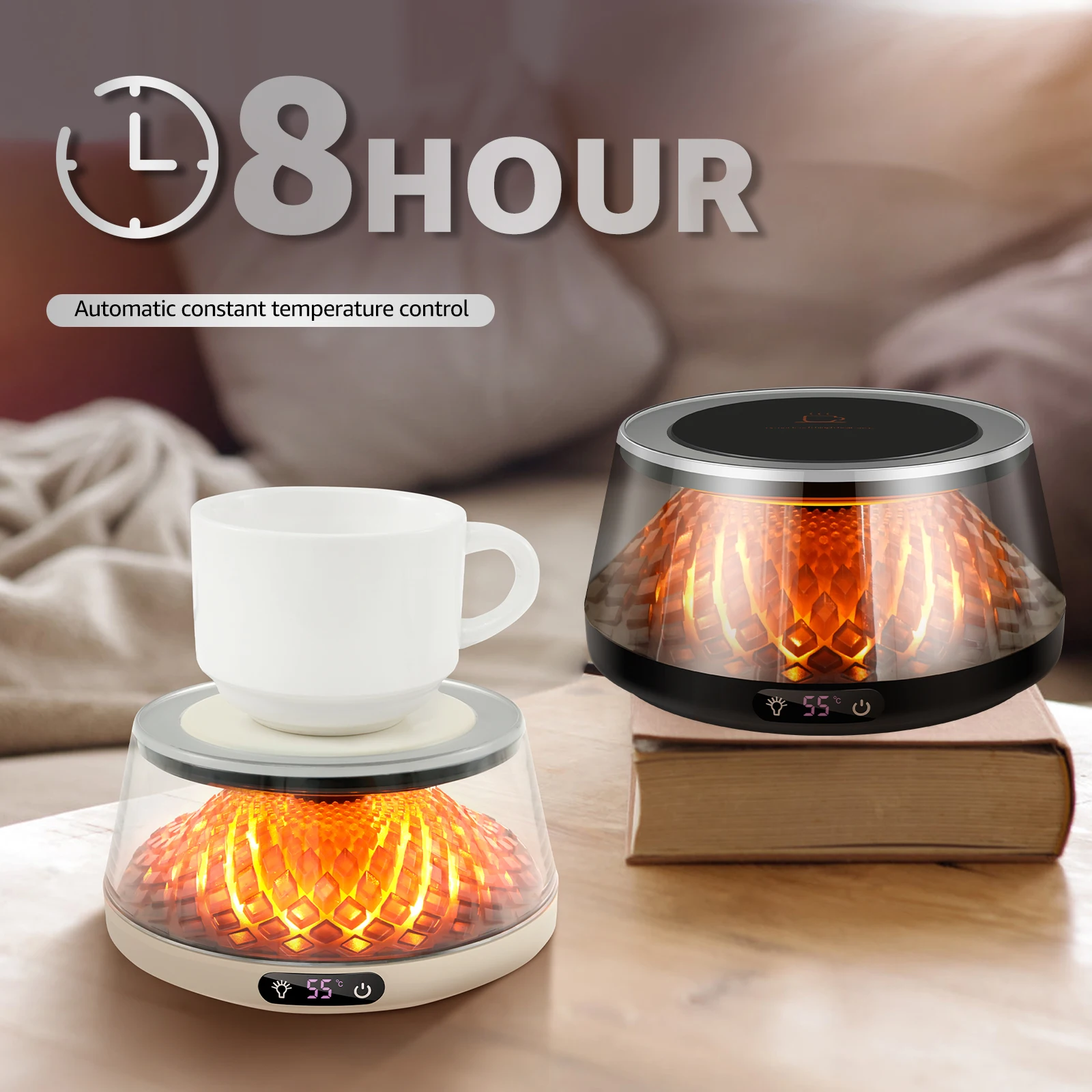 Electric Mug Warmer With 7 Lighting Effect 4 Temp Settings Heat Preservation Coffee Cup Warmer Auto Shut off Coffee Warmer Plate