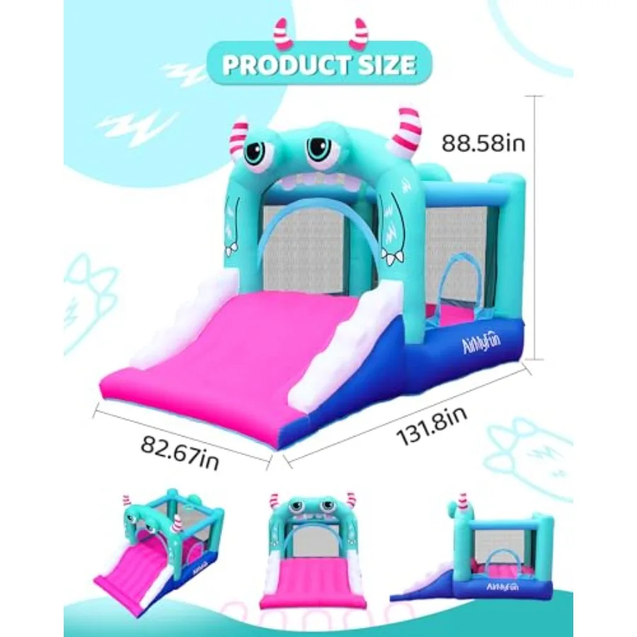 Inflatable Bounce House for Kids, Wide Slide & Jumping Inflatable Bouncer - Toddler Bounce House with Blower for Kids Use Fun In