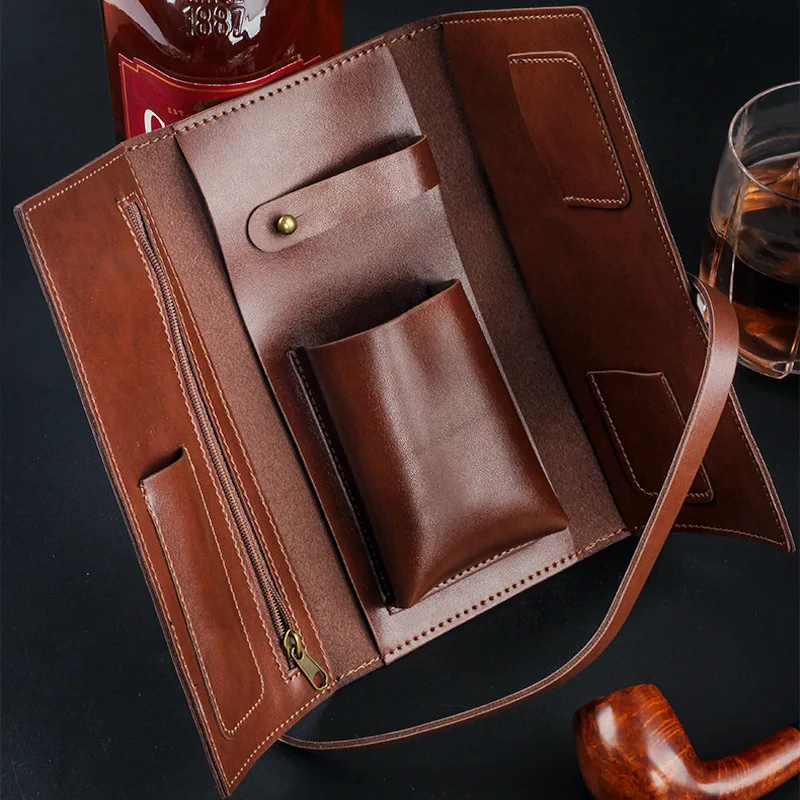dr plumb tobacco pouch Plumbs Mini Black Leather Rolling P35537 Leather Bags Black Leather Tobacco