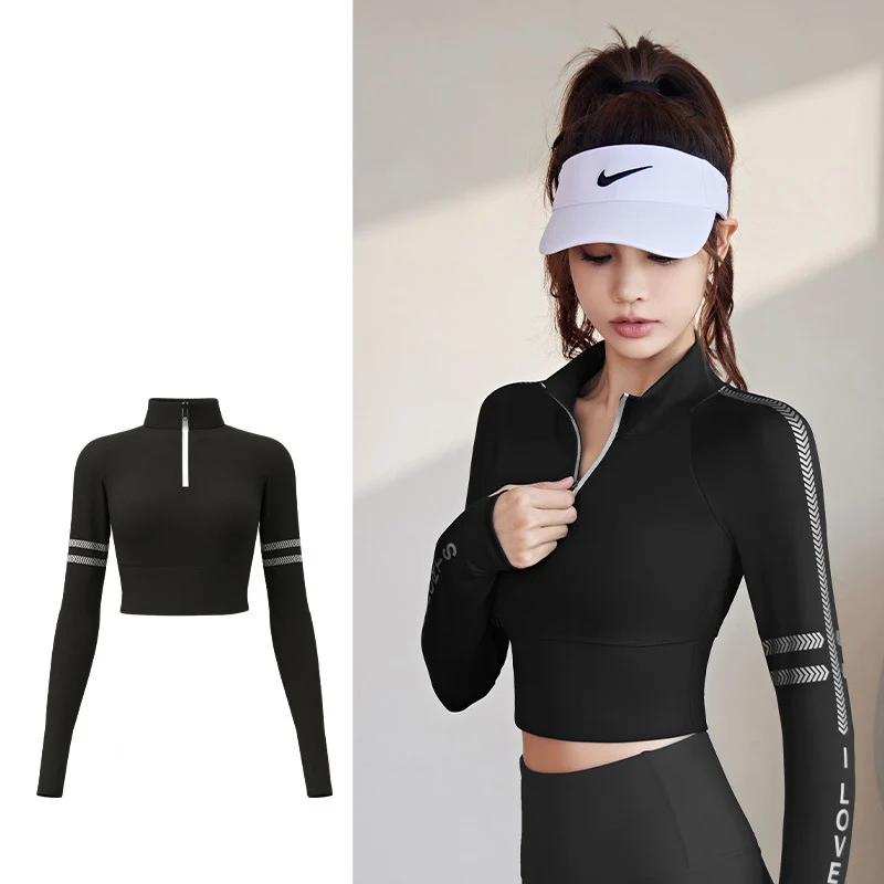 

New Naked High Elastic Yoga Top with Quick Drying Chest Cushion Fitness Long Sleeve Running Tight Sports Top