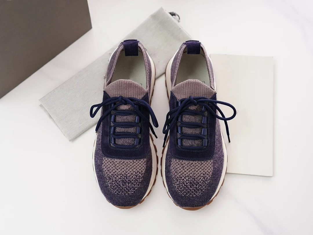 New Knitted Breathable Sneakers For Men, Lace‑Up Platform Flat Casual Shoes, Round Toe Summer Daily Walking Footwear_vogvips.com