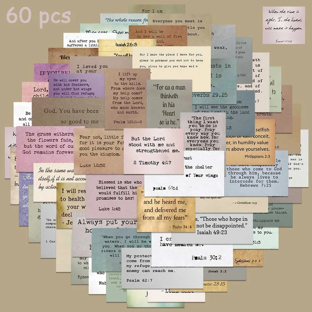 60 adet İngilizce İncil Verse çıkartmalar estetik Graffiti çıkartmaları dizüstü bagaj karalama defteri dizüstü telefon bisiklet çıkartmalar