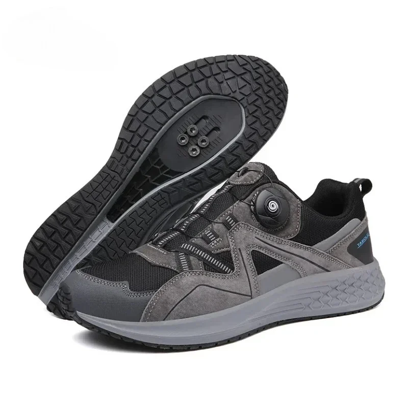 

Outdoor Hiking Shoes Men - 2 in 1 Cycling & Trekking Shoes Rotating Buckle Lacing Breathable Anti-Slip Outdoor Sport Footwear