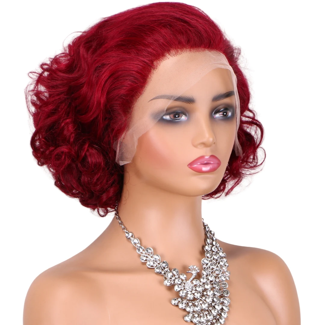 

Pixie Cut Wig Human Hair Body Ocean Wave 13x4 HD Lace Front Wigs 250% Density Pre Plucked Short Bob Lace Frontal Wigs for Women