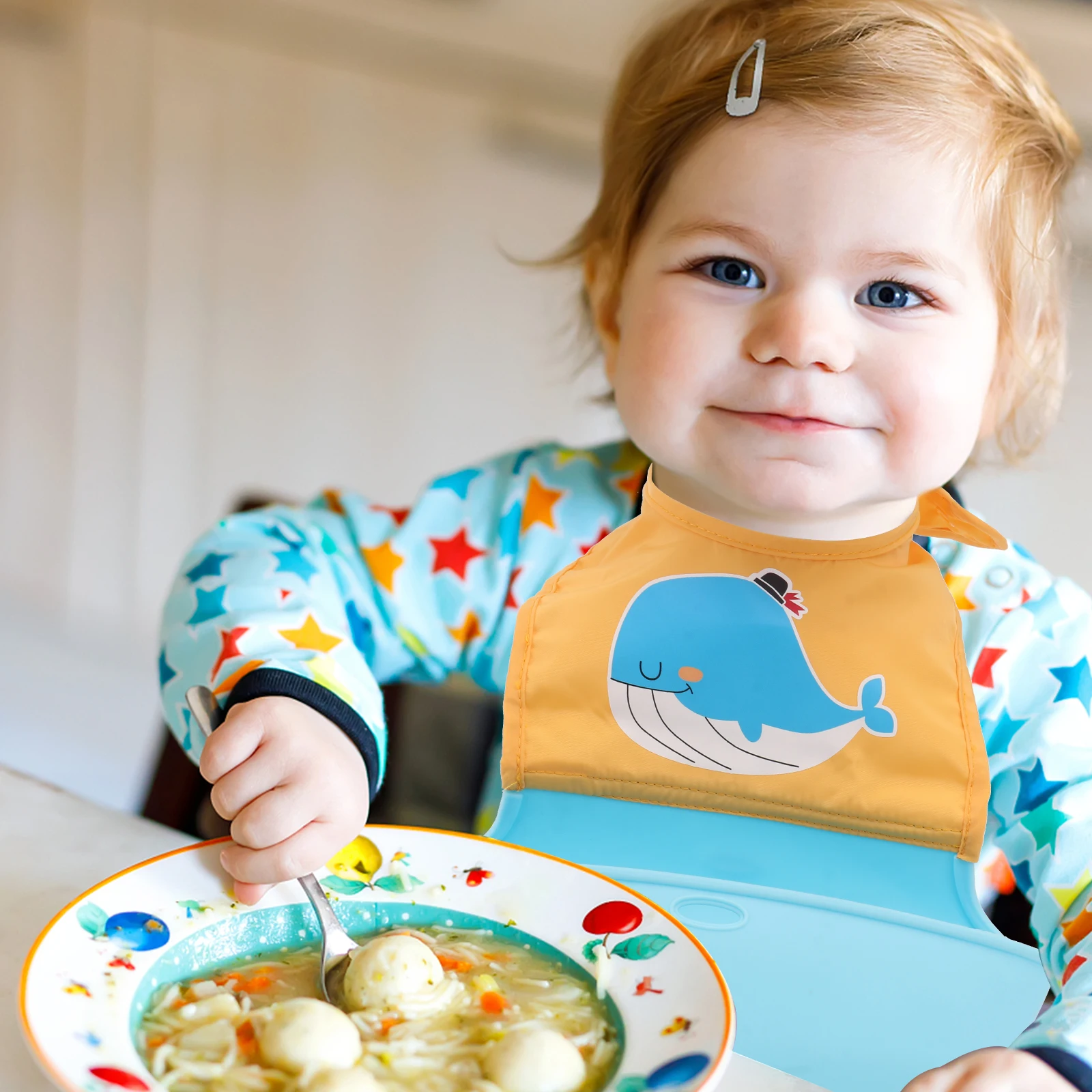 

Waterproof Baby Eating Bibs Kids Feeding Drool Bib Silicone Material Smooth Surface Easy Clean Home Infant Dining Accessories
