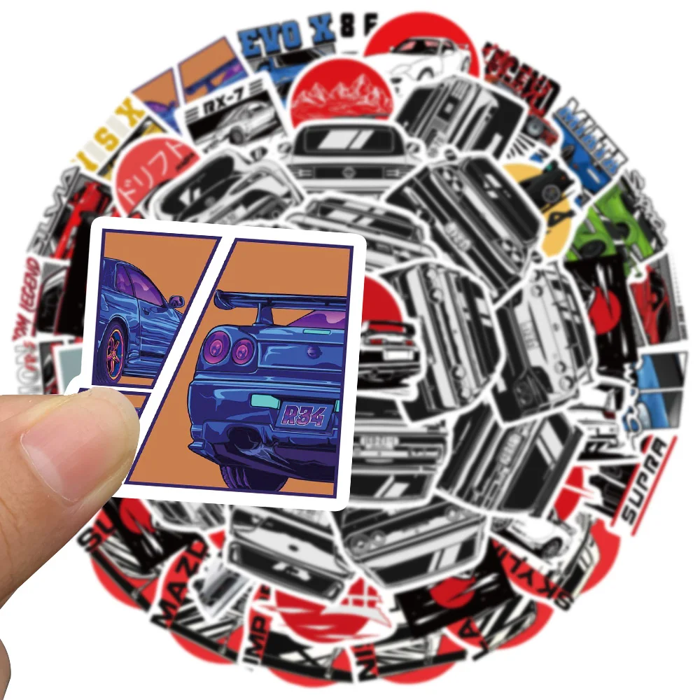 50PCS JDM Retrofit Racing Car Waterproof Graffiti Stickers Phone Laptop Guitar Luggage Bike Skateboard Sticker Decal Kid Toy