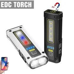 Multifunctional LED Dual Lights Working Lamp With Magnet Alarm SOS Key Chain Power Bank Waterproof Mini Emergency EDC Flashlight