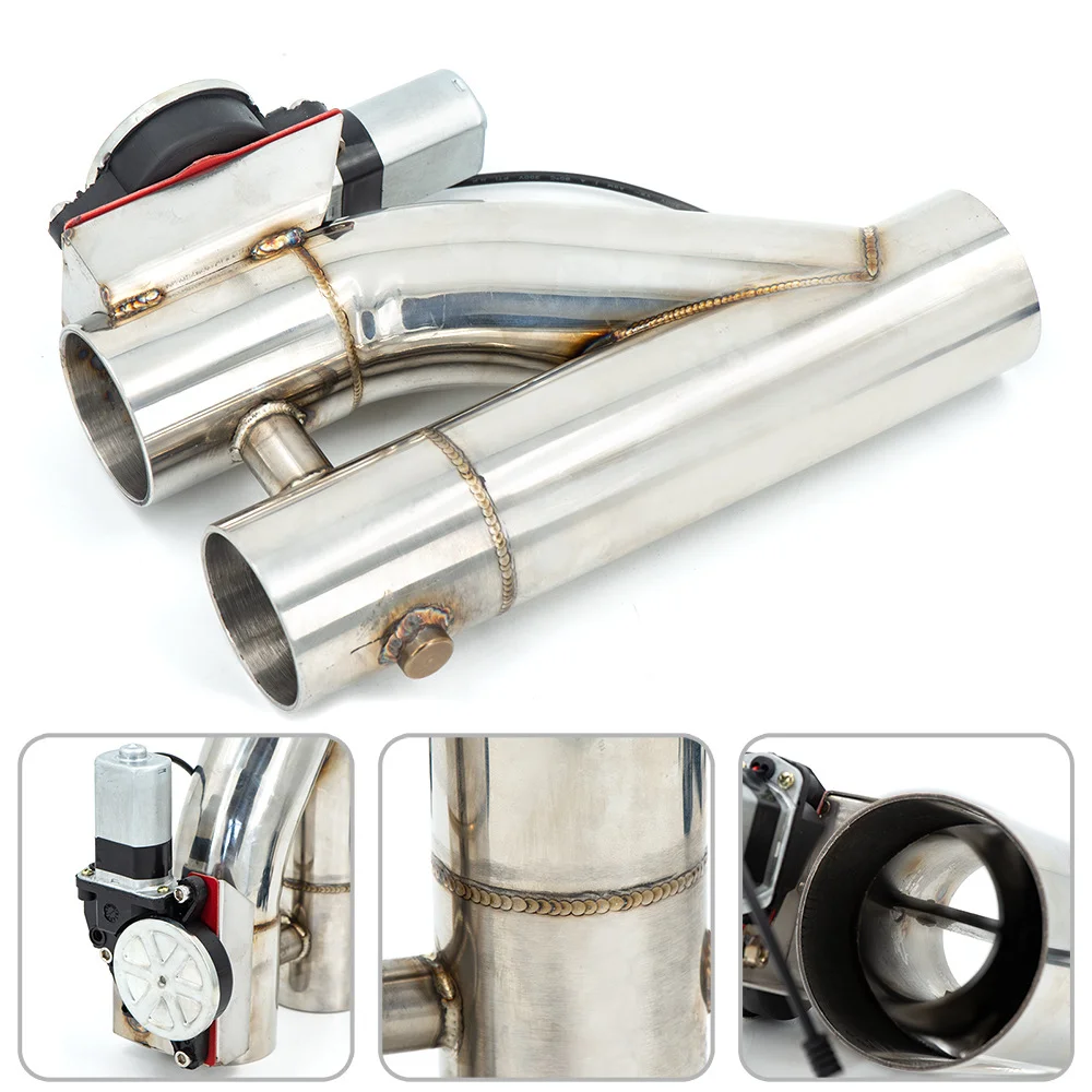 universal stainless steel double discharge modified exhaust pipe tailpipe smoke pipe remote control Y-type exhaust