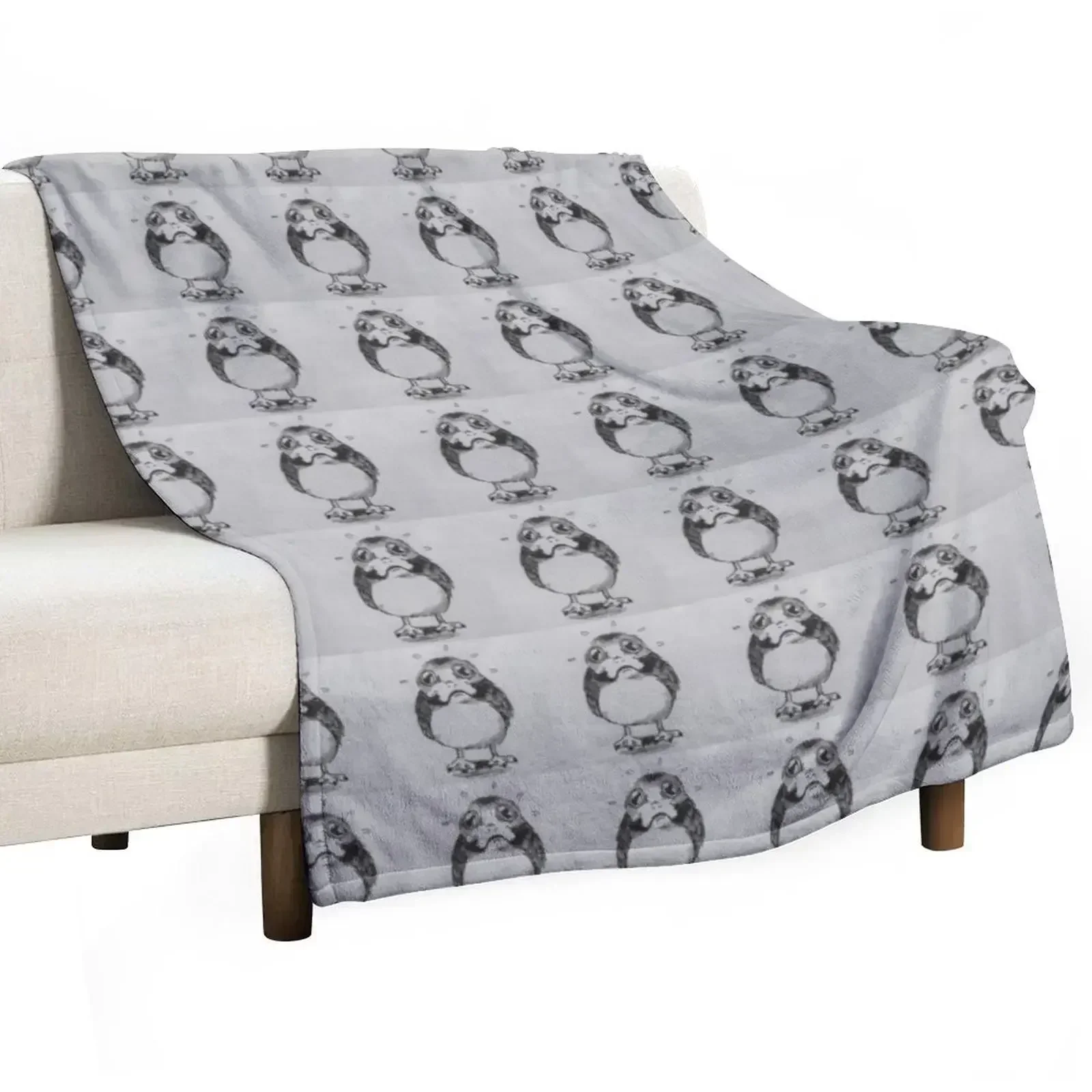 scared porg Throw Blanket Thermal Blankets Sofas Of Decoration For Sofa Thin Blankets