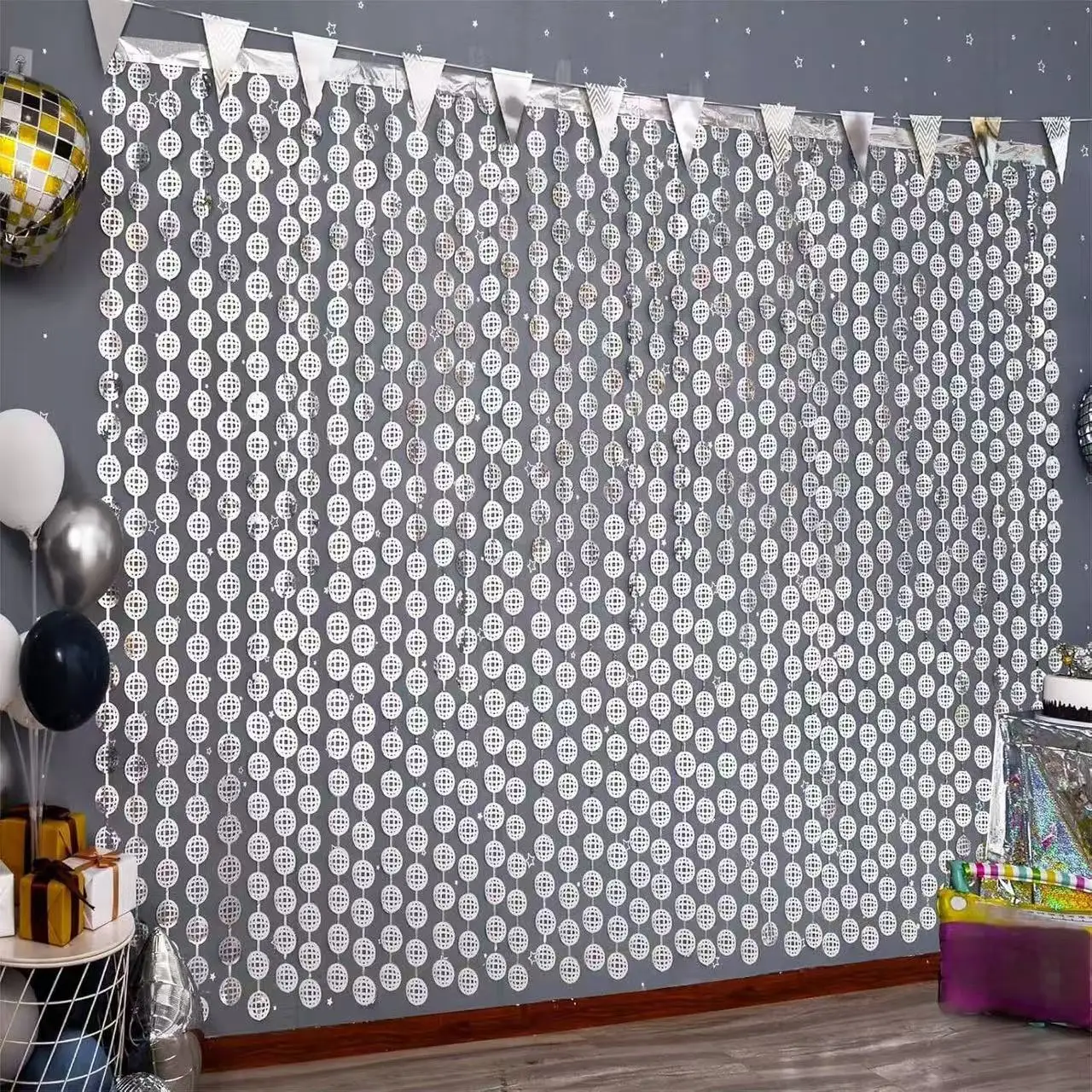 

2025 New Disco Rain Silk Curtain Birthday Party Decorations Laser Shiny Wedding Hawaii Background Wall Decor Gifts Door Curtain