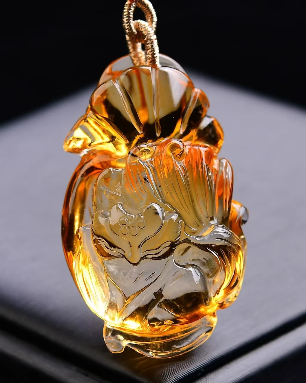 

Natural Yellow Citrine Quartz Fox Carved Pendant 46*28*20mm Women Men Jewelry Citrine Wealthy Necklace AAAAA