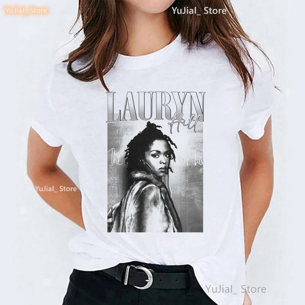 2024 Vintage Lauryn Hill Print T Shirt Women Fugees Music Hip Hop T-Shirt Female Aesthetic Clothes Summer Tops Tee Shirt Femme