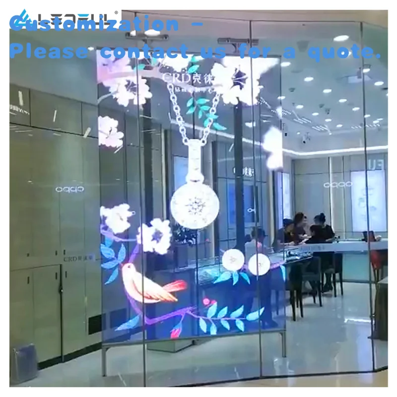 custom.Factory Price Self-Adhesive Advertising Display Ultra-Thin P2.6 P3.9 P7.8 Transparent LED Screen Display Glass Window