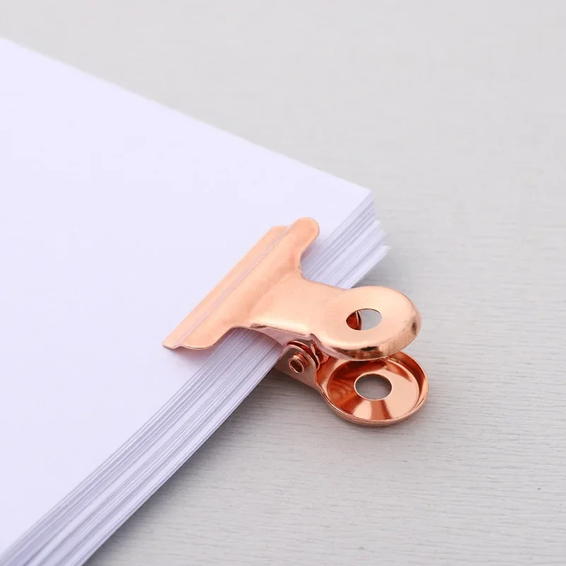 12pcs/box Round Handle Metal Paper Clips Bookmark Clips Memo Pad Papers Clips for Students Staff Loose Leaf Tickets Holder Clip