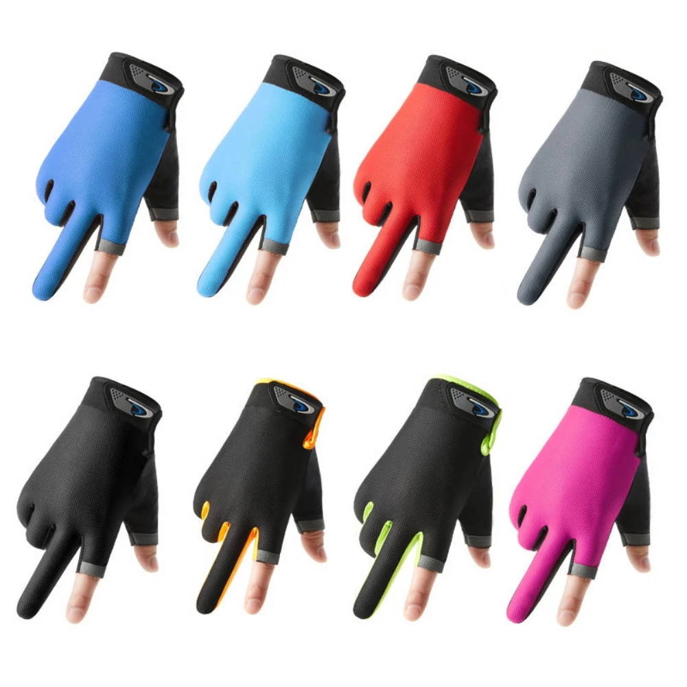 Two Finger Fishing Gloves Touchscreen Cycling Sports Gloves for Hiking Driving Rowing Wear-Resistant Breathable Fishing Gloves