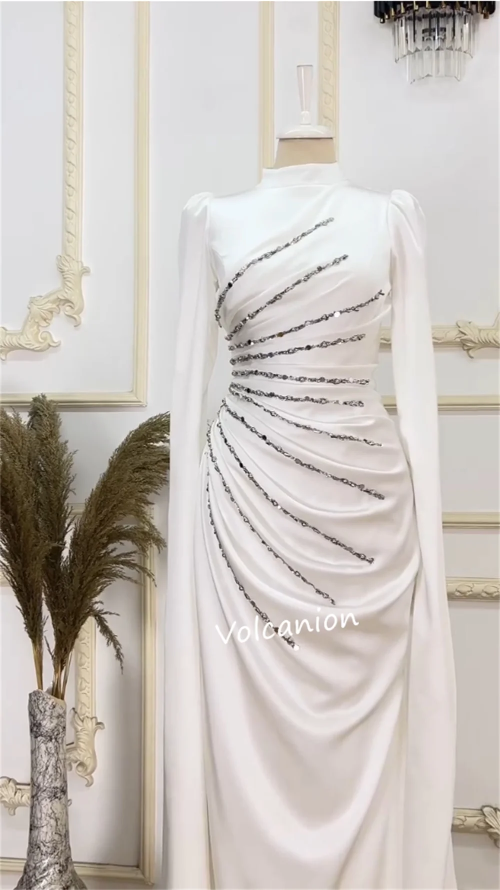 Personalizado charmeuse plissado lantejoulas a linha gola alta midi vestidos sob medida ocasião baile de formatura requintado qualidade simples