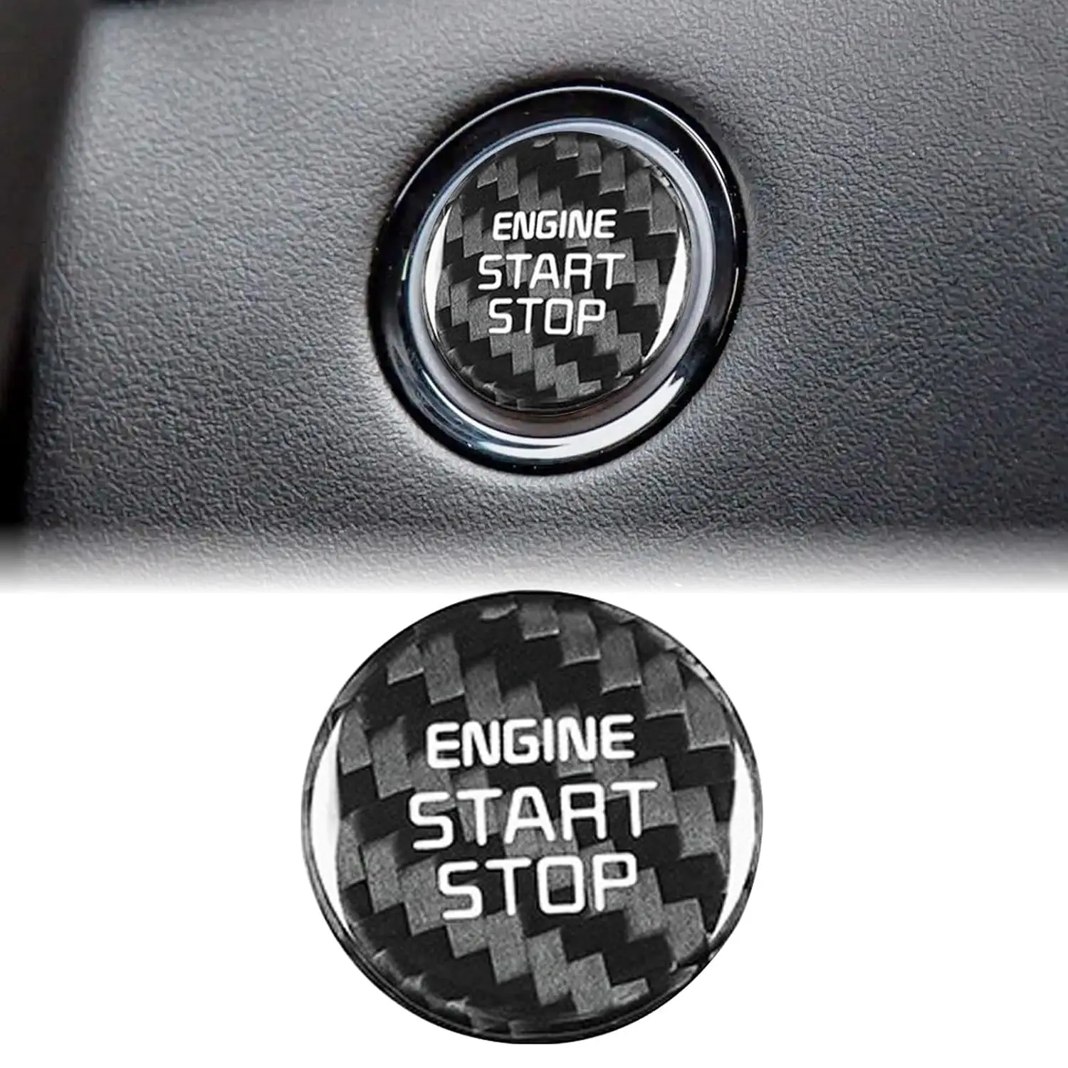 

Compatible with Engine Start Stop Button Sticker Carbon Fiber Key Lgnition Cover Interior Button Trim for KIA Stinger 2018-2023