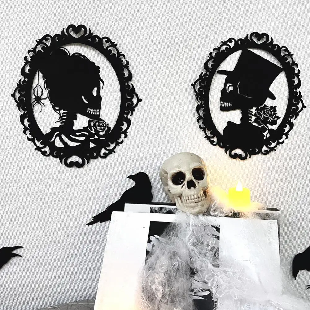 Halloween-themed Skull Decals Halloween Skull Wall Sticker Set Spooky Crow Hollow Decals for Home Decoration Removable Thick