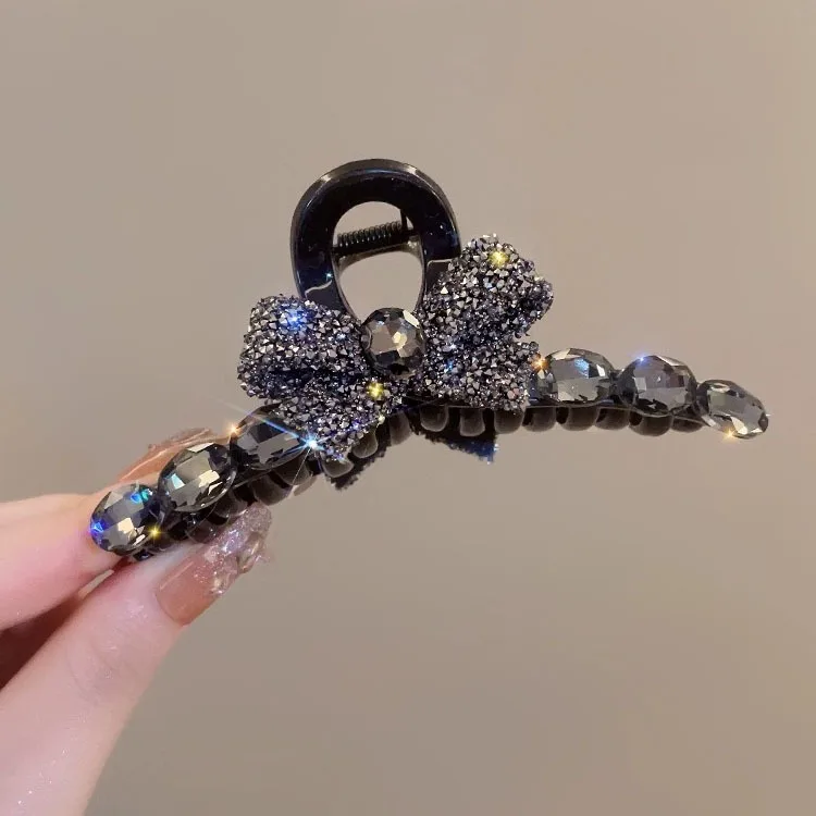 Korean Crysta Big bow Crab hair clips for girls hairpin woman hairstyles for long hair clip barrettes tiaras Shiny accessories