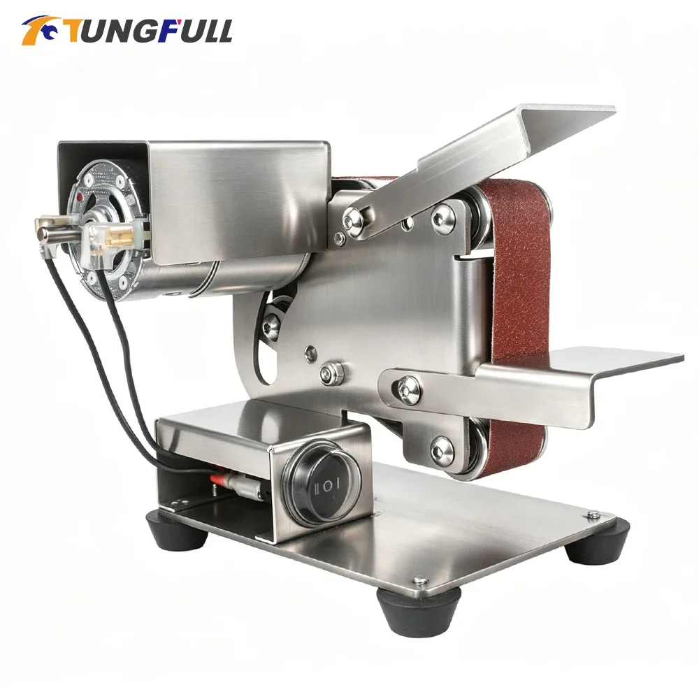 TUNGFULL Mini Belt Sander Electric Small Sander Stepless Speed Regulation Knife Sharpener Power Belt Grinder for Knife Making