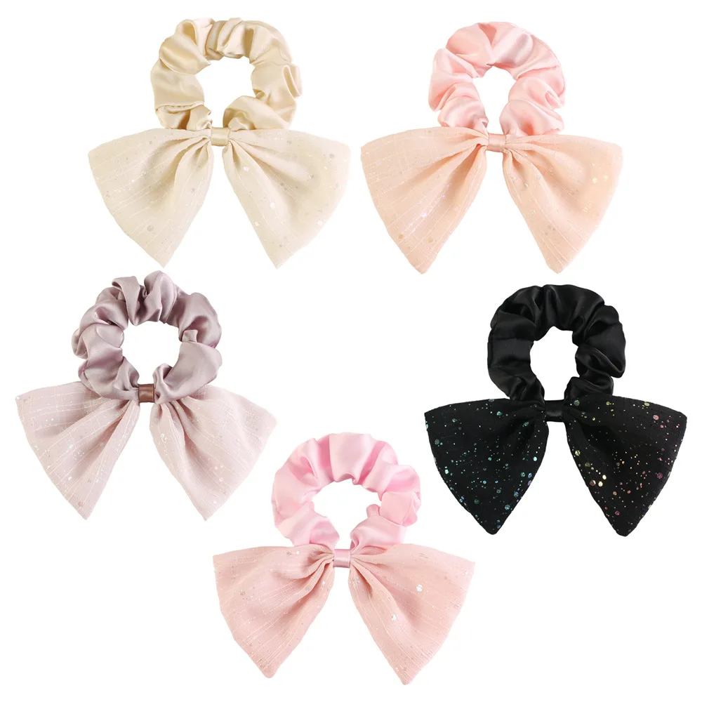 النسخة الكورية Ins مزاجه بلون متعدد الألوان إكسسوارات الشعر، فتاة صغيرة طازجة لطيف رباط شعر الحرير الذهبي بالجملة