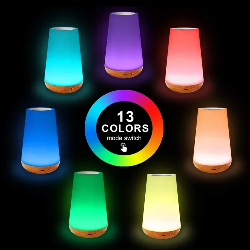 Veilleuse LED avec Télécommande Tactile, Rechargeable par USB, RVB, 13 Couleurs, Lampe de Table de oral et, Décoration de Chambre d'Enfant, Cadeau de Vacances