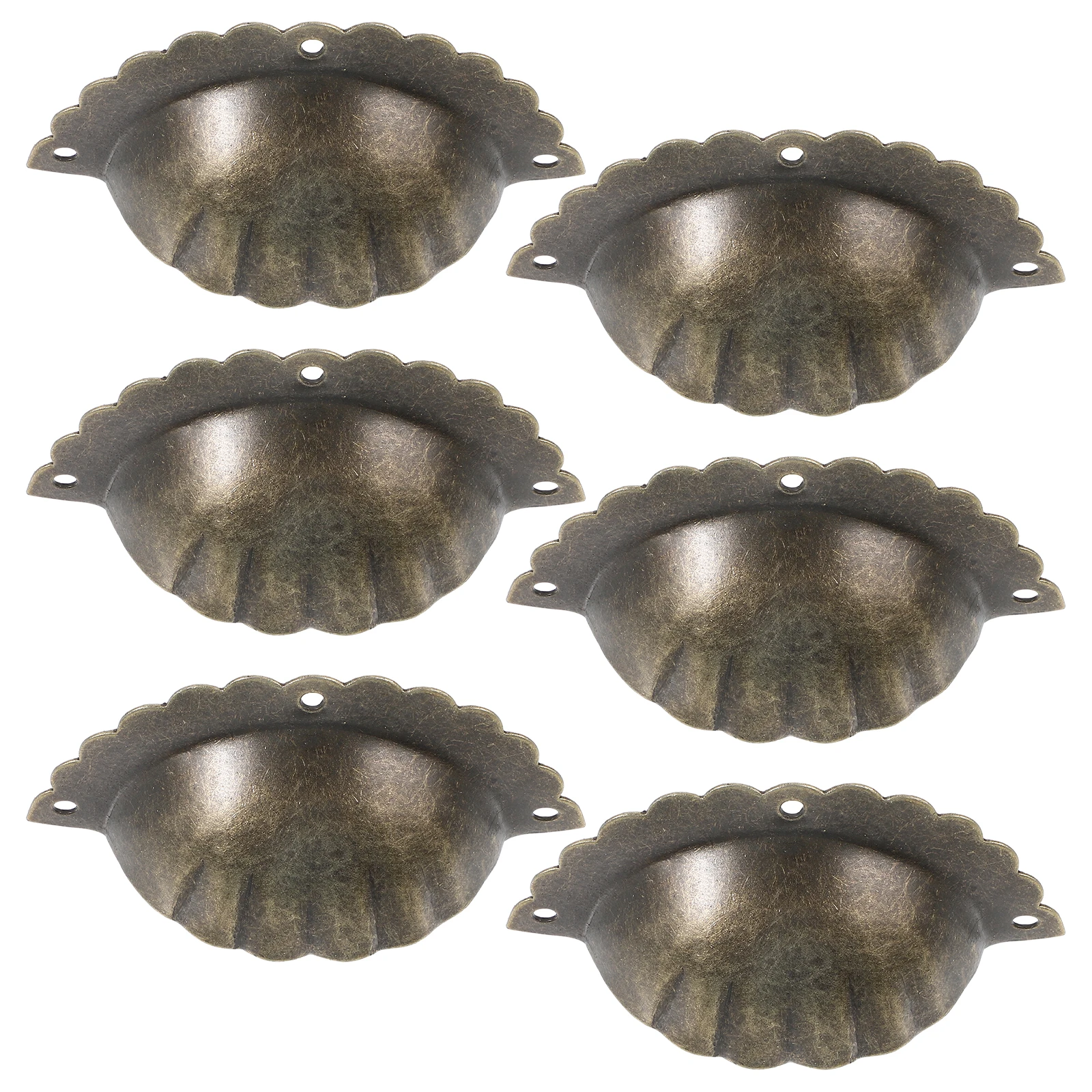 

6 pcs Shell Semicircle Vintage Cabinet Knobs Decorative Drawer Dresser Handles Retro Bronze Pulls For Kitchen Closet Cupboard