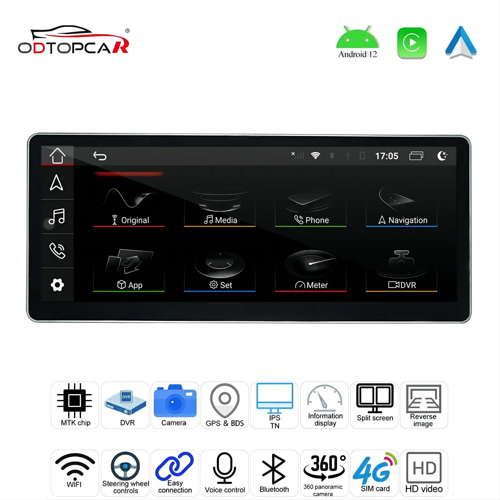 ODTOPCAR for Audi MIB2 A5 S5 RS5 B9 LHD 10.25 inch HD Touch Screen USB GPS Navigation BT 4G Wifi Bluetooth Carplay Full Screen