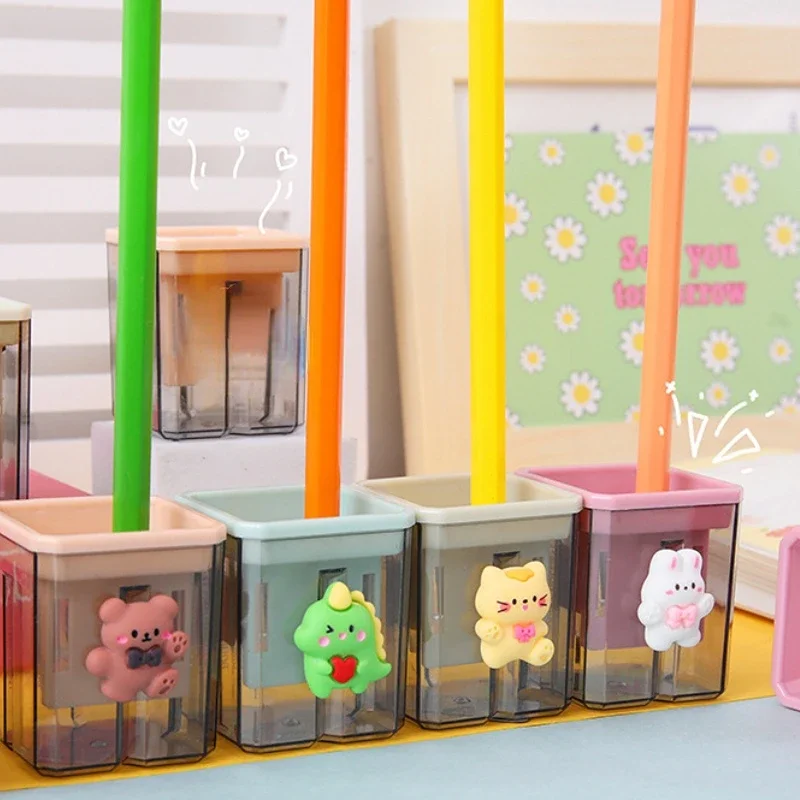 Mini Cute Sharpener Pencil Small Lovely Cartoon Bear Bunny Stationary Pencil Sharpeners Portable Student Kawaii School Supplies