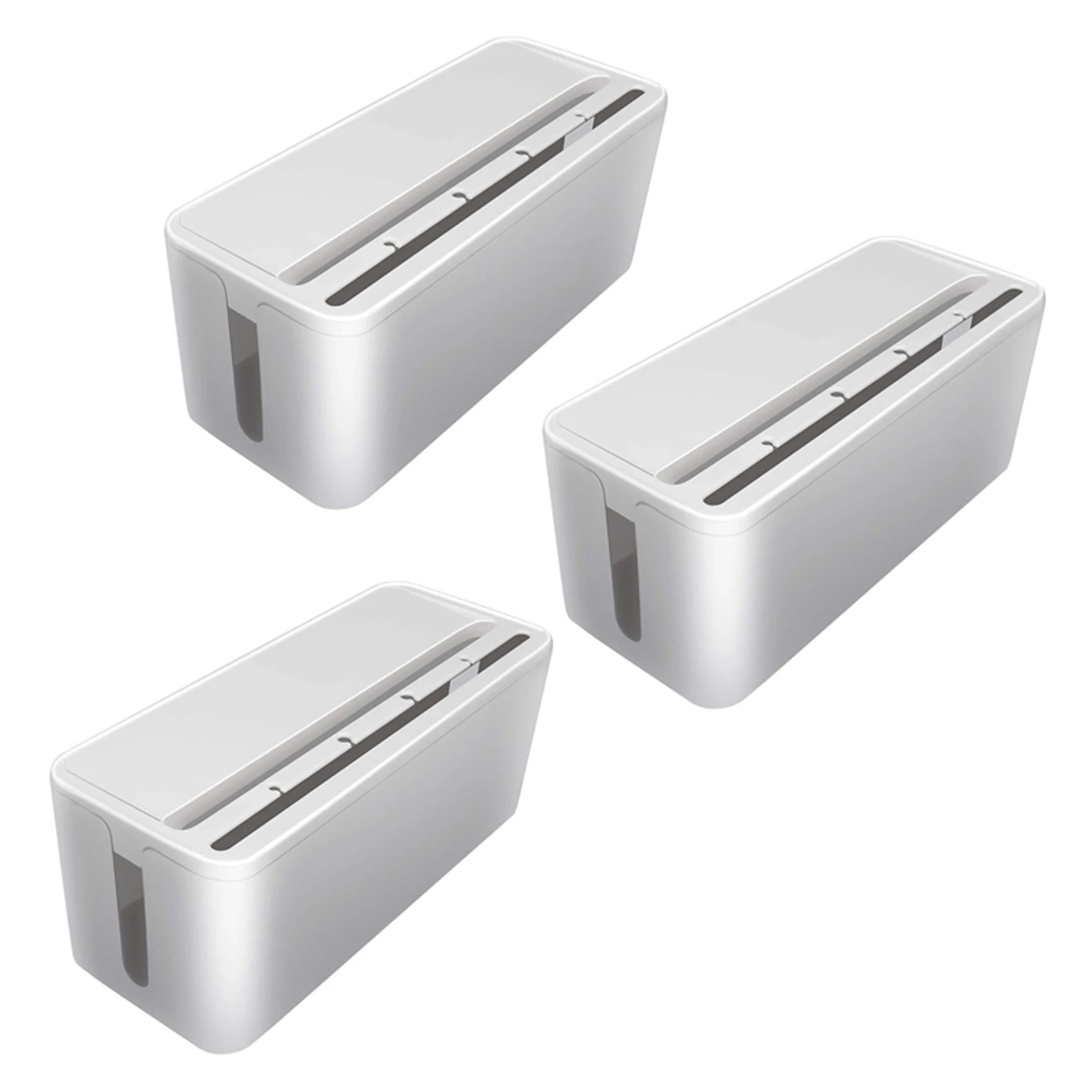 Exquisite-3X Cable Management Box, ABS Cable Organizer Cord Hider Box, Computer Power Lines, Route Cables, Und Er Desk Power Str