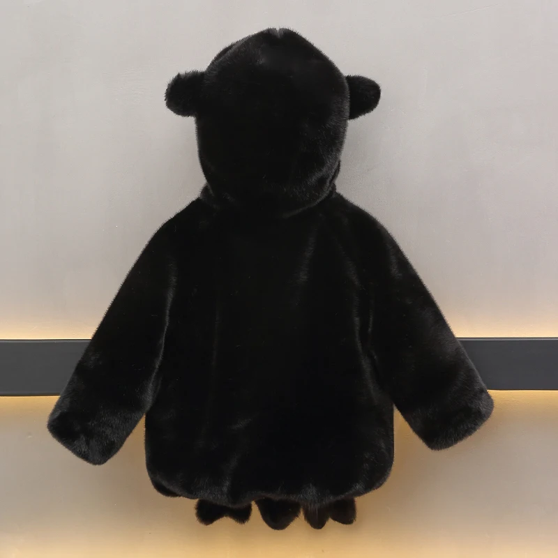 Winter Children's Little Penguin Cotton Jacket Plush Thick Wool Sweater Imitation Fur Coat for Girls Boys 2025 New Arrival