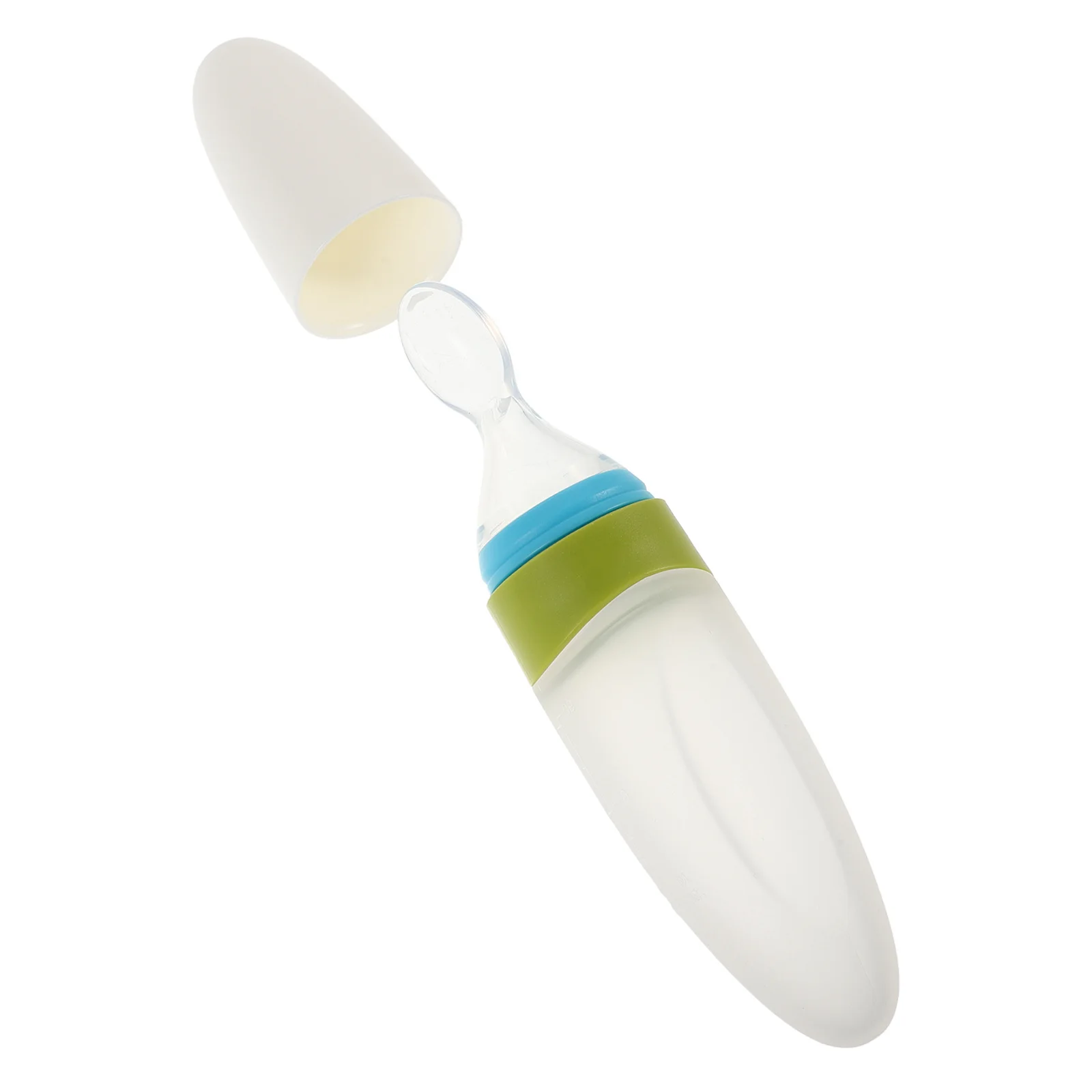 Cucchiaio in Silicone per l'Alimentazione del Bambino con Protezione Morbida per la Dentizione, Design a Spremuta per Erogazione, Facile da Pulire, Ideale per Viaggi - Cereali