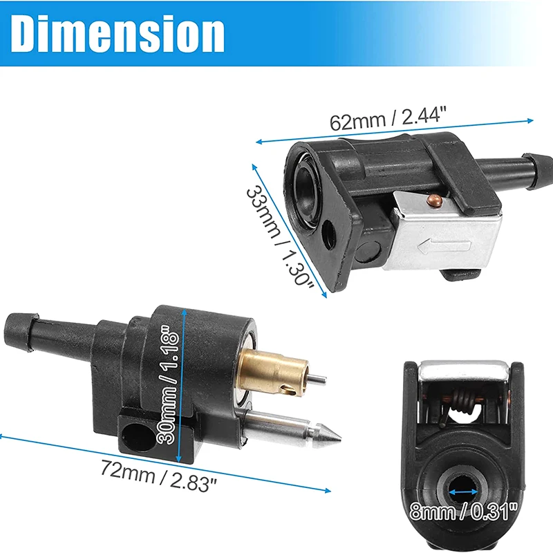 Conector de línea de combustible fuera de borda 1/4, 6mm, macho, 5/16, 8mm, Conector de manguera hembra, Junta adaptadora de tubería