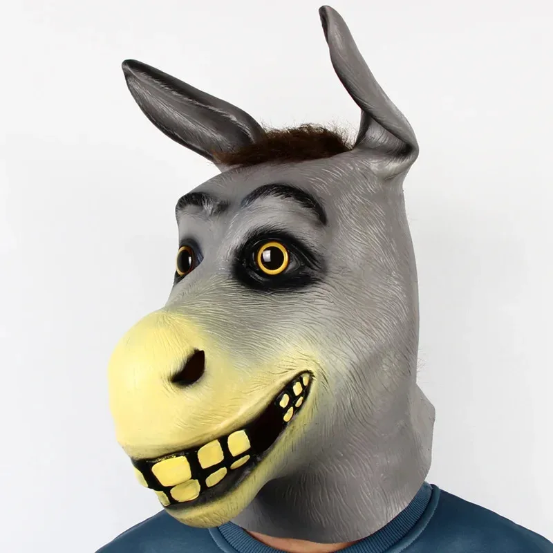 ♥   2025 novo shrek burro halloween novidade traje de luxo festa cosplay látex máscara cabeça animal adulto ★ ☆ ly99