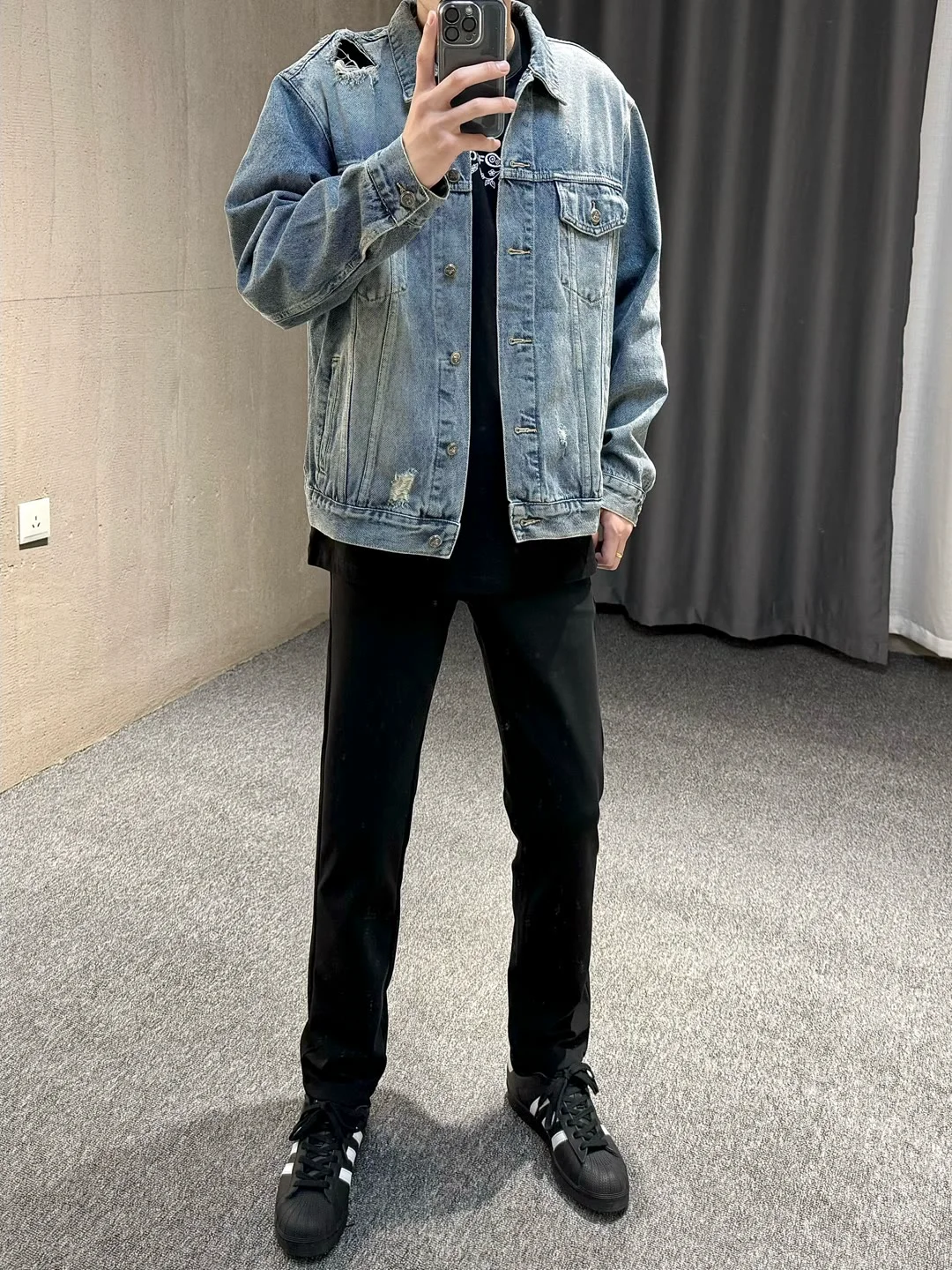 

Retro American High Street Straight Leg Bla Slim Fit Men's Jeans Casual Wear All Seasons Trendy Brand Versatile Haome Lo...